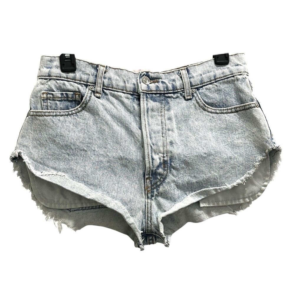 Revice Women’s Revolve Side Chick High Waisted Shorts Bowie Wash Raw Hem Boho 27